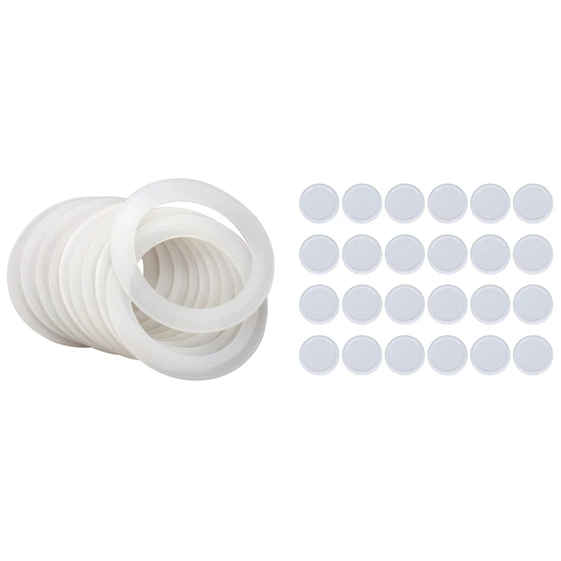 Regular Mouth Lids For Mason Jar Lids Plastic Storage Caps 70Mm & Silicone Sealing Rings For Leak Proof Mason Jar