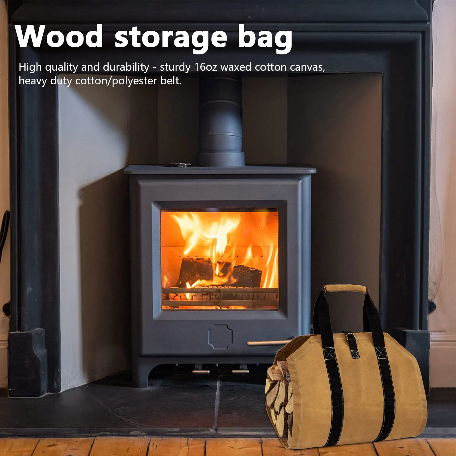 Firewood Carrier Canvas Bag - Image 3
