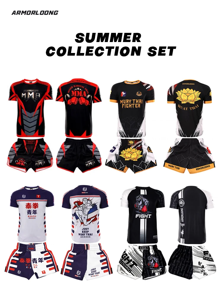 MMA Club Gathering T-shirt Boxing Thai Jujutsu Sports Short Sleeve Sports Pants Gym Set