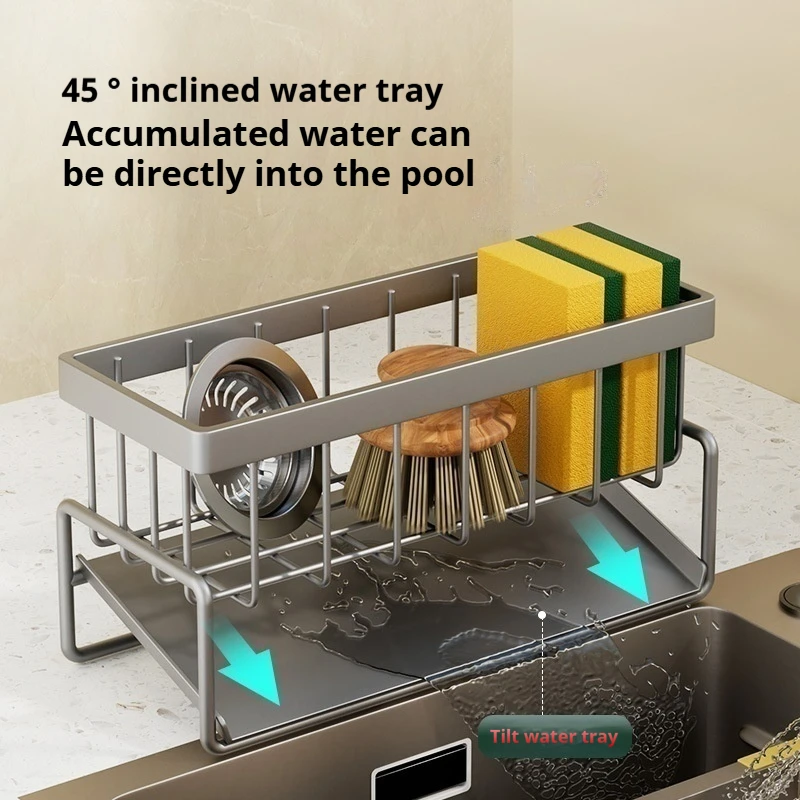 Kitchen Stainless Steel Sink Drain Rack Sponge Storage Faucet Holder Soap Drainer Towel Rack Shelf Organizer Kitchen Accessories kitchen storage rack,sink sponge rack,sink drain rack,under sink storage rack