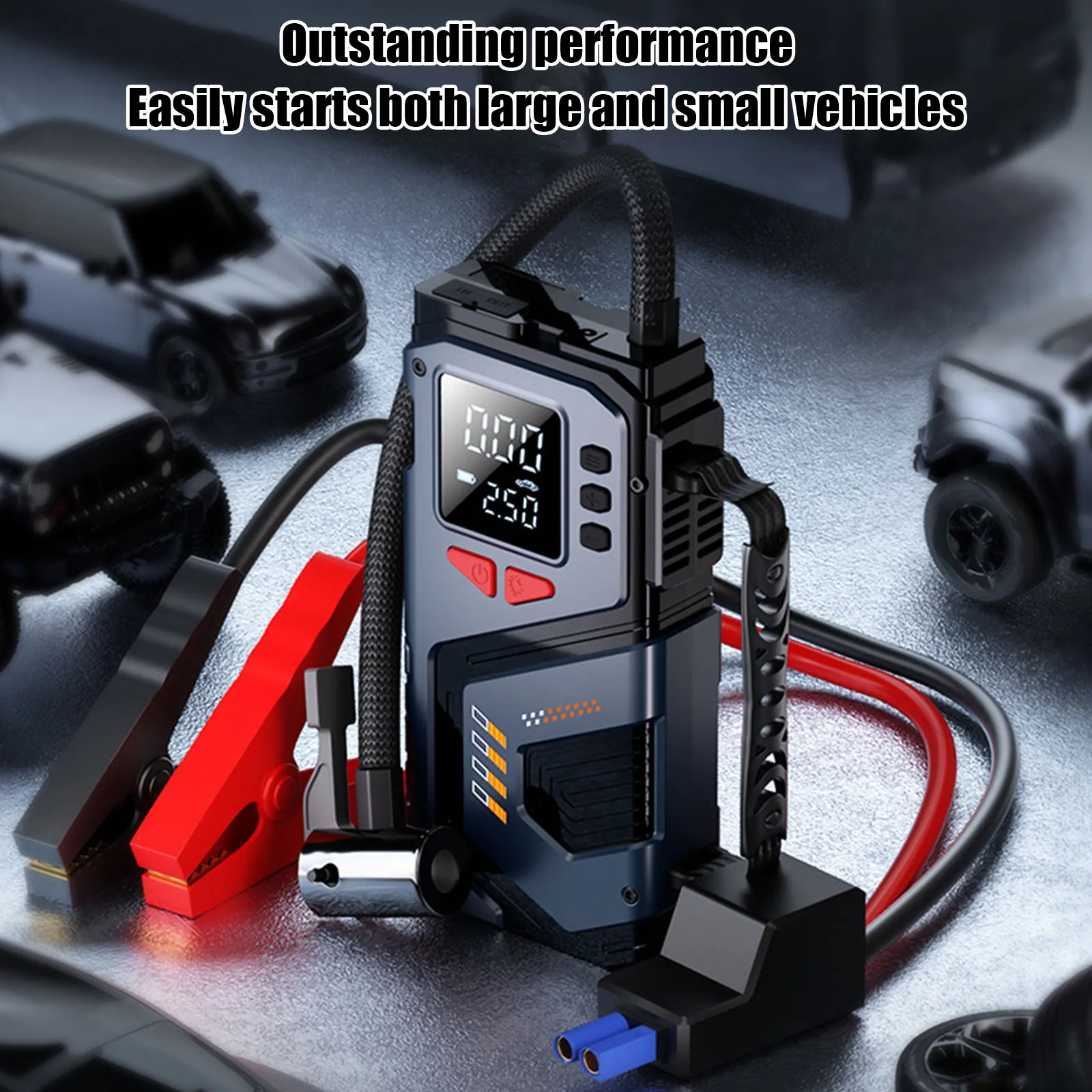 10 In 1 150 PSI Car Tires Air Pump With Air Compressor Electric Vehicle Pump with LED Lights & Pressure Gauge Start Power Device