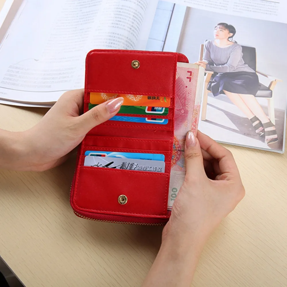 Women Short Wallets PU Leather Female Plaid Purses Nubuck Card Holder Wallet Fashion Woman Small Zipper Wallet With Coin Purse