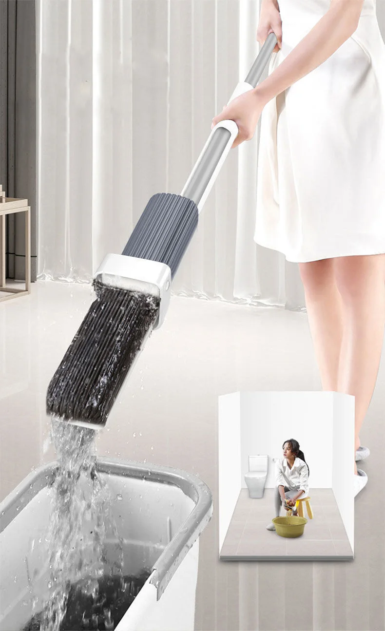 HT37701-BALAI .Serpillière Rotative Avec Seau Plat Pour Nettoyage Des Sols De La Maison. Facile