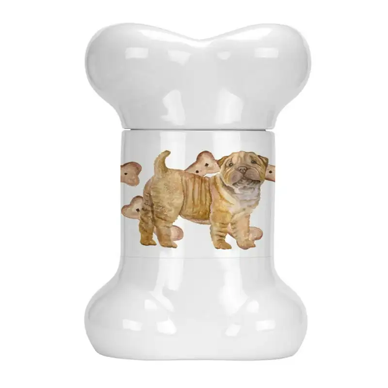 

CK2299BSTJ Shar Pei Puppy Bone Shaped Treat Jar, , multicolor