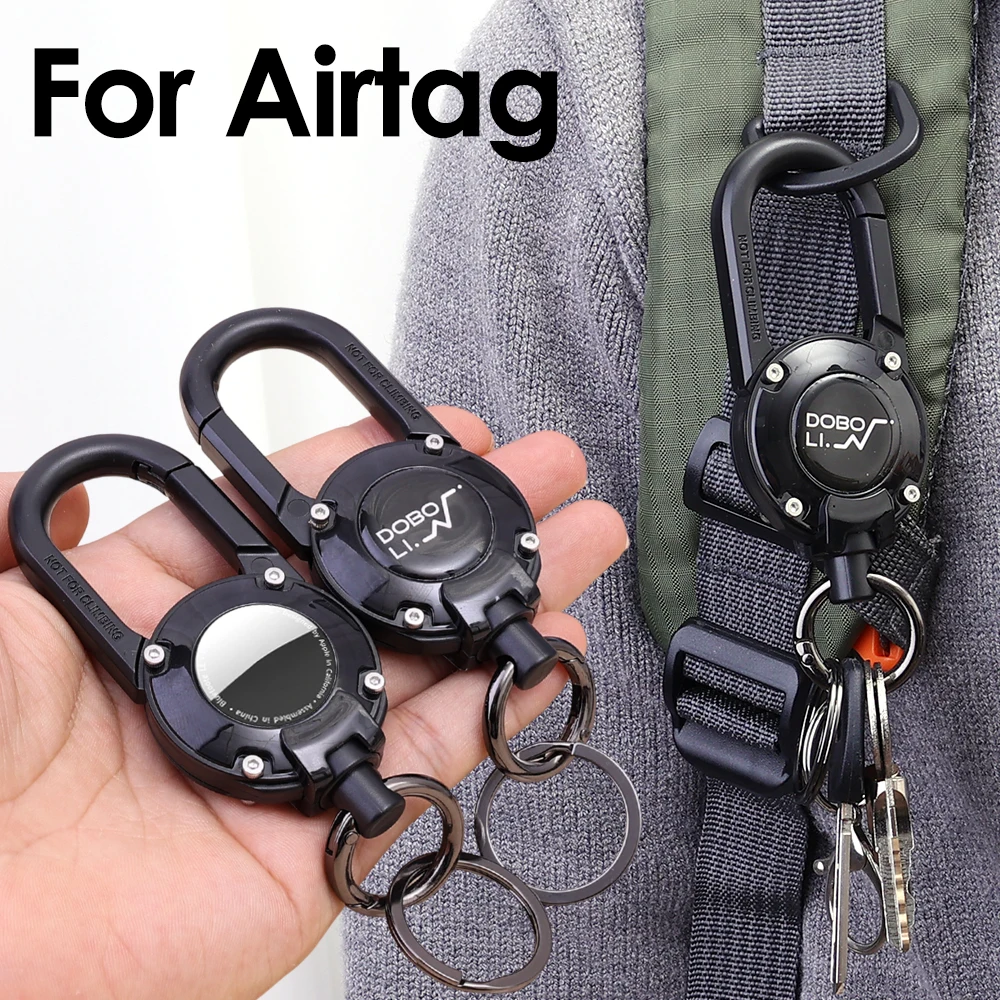 

Shockproof Case for Apple AirTag Anti-Lost Protective Cover Holder Keychain with Key Ring & Carabiner for Climbing Keys Luggage
