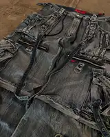 Streetwear jean lourd Y2K vêtements hommes femmes Hip Hop rétro poches Baggy Cargo pantalon Baggy jean taille basse pantalon à jambes larges 4
