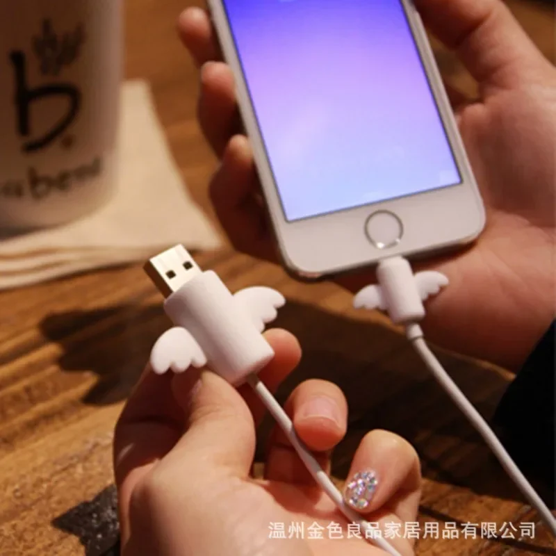 Creative Angel Devil Wings Data Cable Protective Cover Mobile Phone Charging Cable Headphone Anti-breakage Protector cable protector,cable wire protector