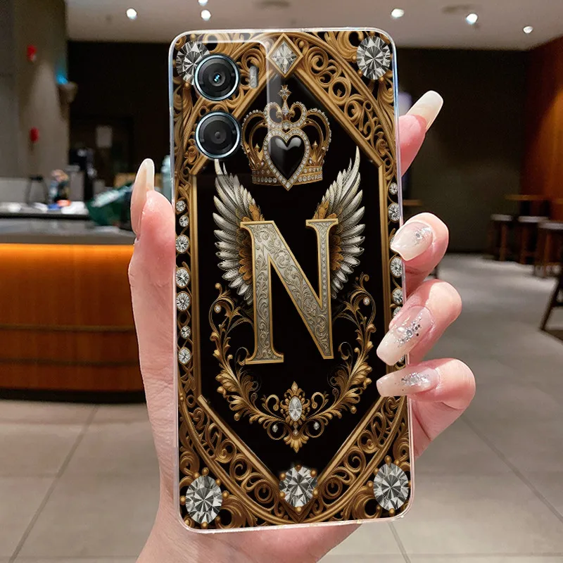Retro Initial Letter Couple Phone Case - Transparent Soft Silicone Cover, New Fashion Design
