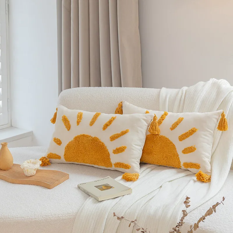 Federa Per Cuscino Decorativa Nordica Con Nappe – Ricamo Geometrico – 45x45 Cm – Per Divano, Letto E Soggiorno