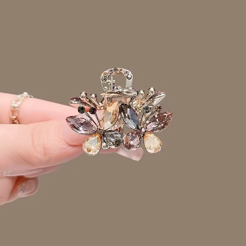 Exquisite bunte Kristall Schmetterling kleine Haarklammer Stirn Pony Haarspange Mini Seitenclip Damenmode Haarschmuck – Detail 1