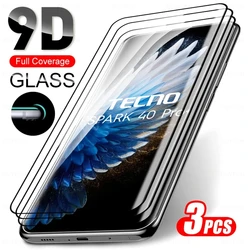 Premium 9D Curved Tempered Glass Screen Protectors - 3 Pack for Spark 40 Pro Plus 4G (3Pieces)