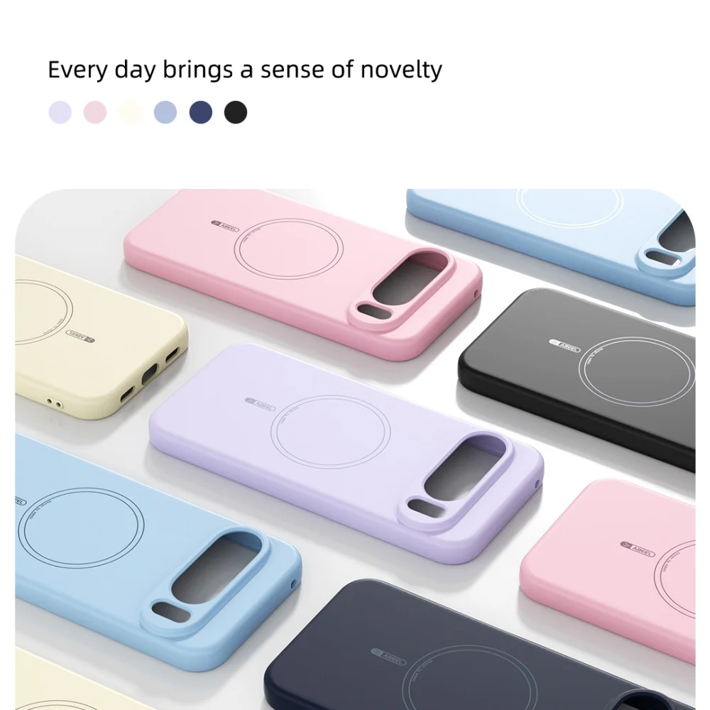 Premium Liquid Silicone Glossy Magnetic Phone Case with Built-In Flocking Lining