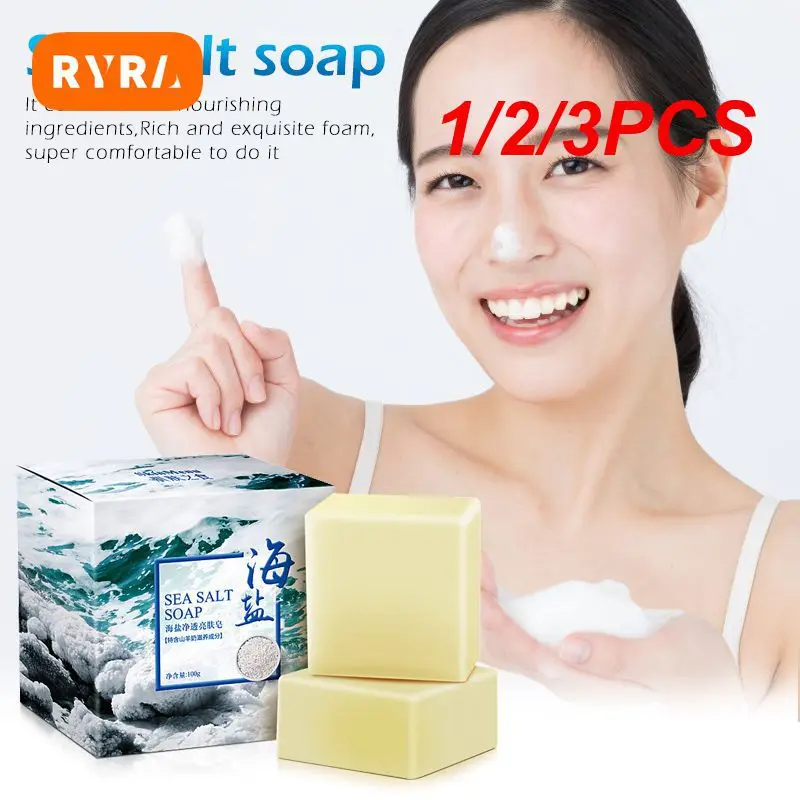 

1/2/3PCS 100g Sea Salt Soap Removal Pimple Pores Acne Cleaner Moisturizing Goat Milk Face Wash Soap Base Skin Care