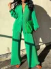 QFAF Fashion Pleated Women's Set Long Sleeve Oversized Shirt and Wide Leg Pants 2023 Elegant Tracksuit Two 2 Piece Set Outfits 1