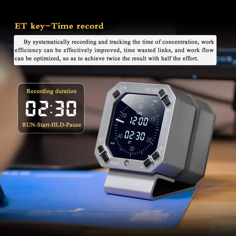 Desktop CNC Simulation Flight Instrument Metal Aviation Sentiment Clock With Timer And Alarm 2