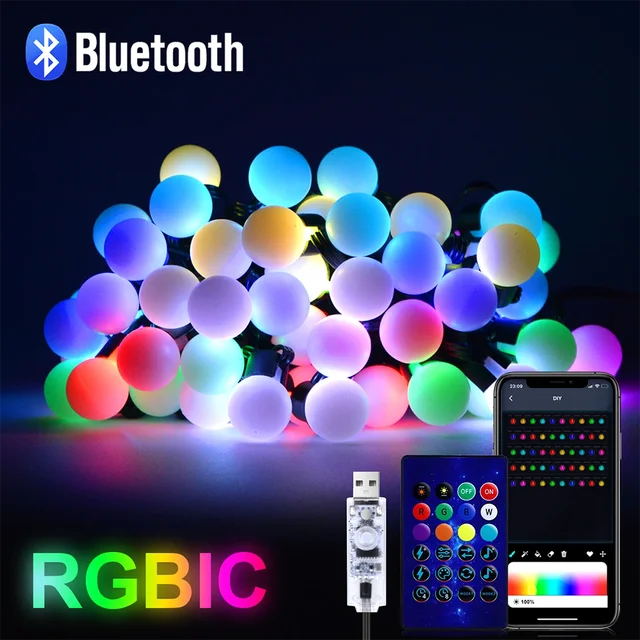 WS2812B RGB LED String Garland Light 10m 5m Smart IC APP Bluetooth Remote Fairy Lights Dreamcolor Garden Party Christmas Decor