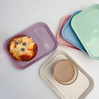 1/2pcs Wheat Straw Storage Trays Sundry Food Snack Plate Storage Organizer Coffee and Tea Tableware Trays Decorative Dishes 2