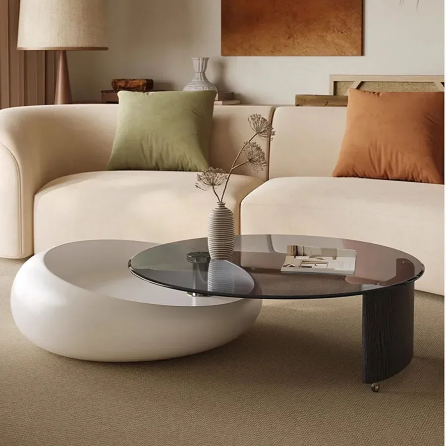 

Home Coffee Table Living Room Modern Ornament Unique Coffee Table Wood Korean Nordic Elipse Topper Set Stolik Kawowy Room Decor