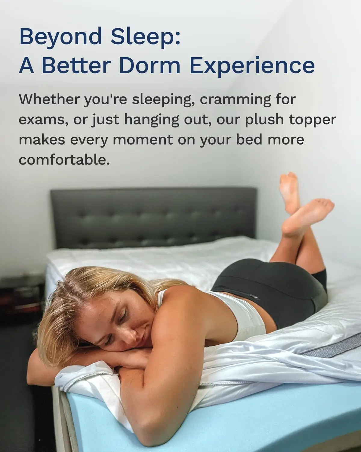 4 Inch Pillow Top Memory Foam Mattress Topper Twin XL- Extra Long Hybrid Lux Dual Layer Mattress Pad - Perfect for College Dorms