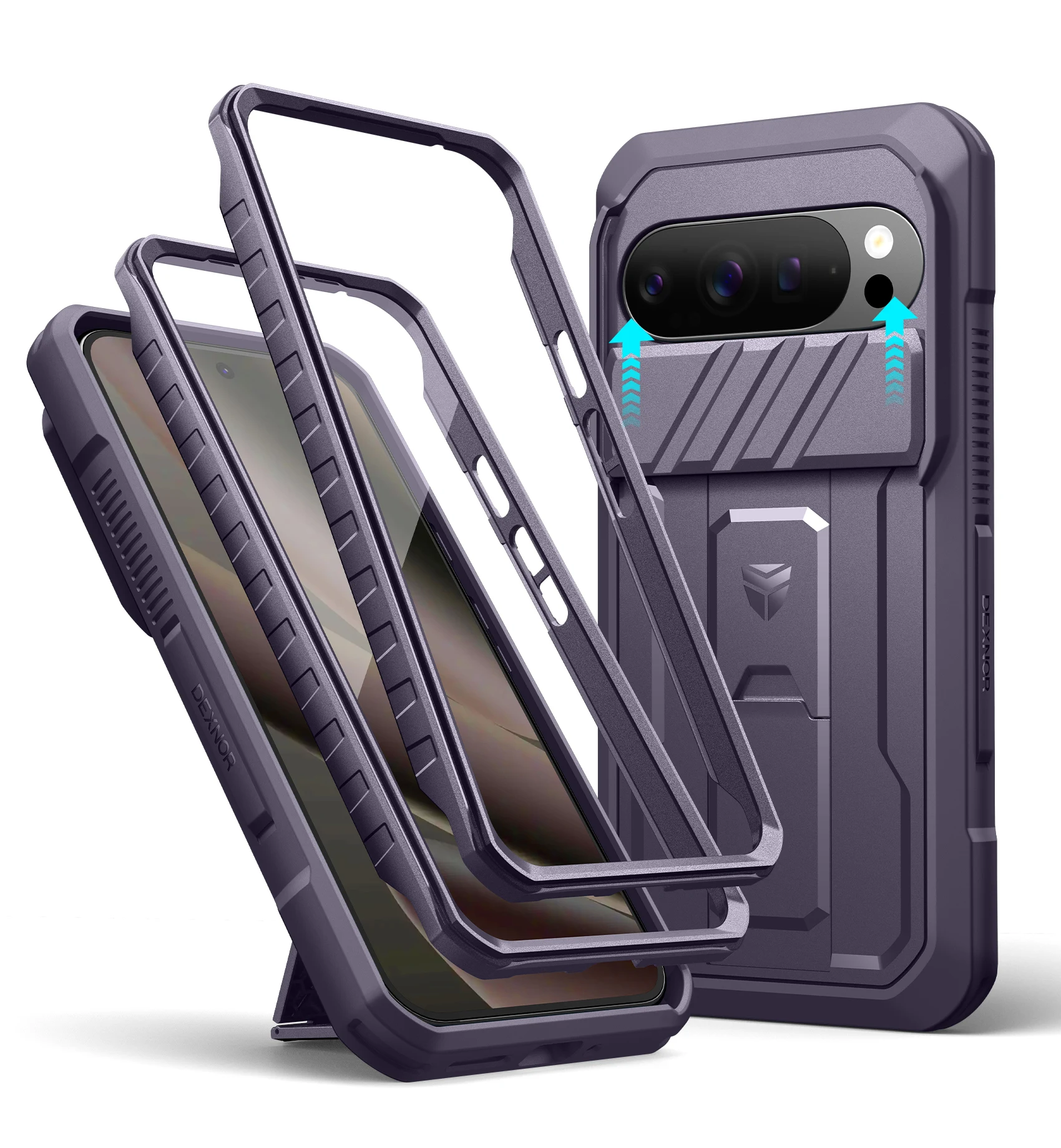 Slide Camera Cover & Screen Protector Kickstand Rugged Shockproof Case