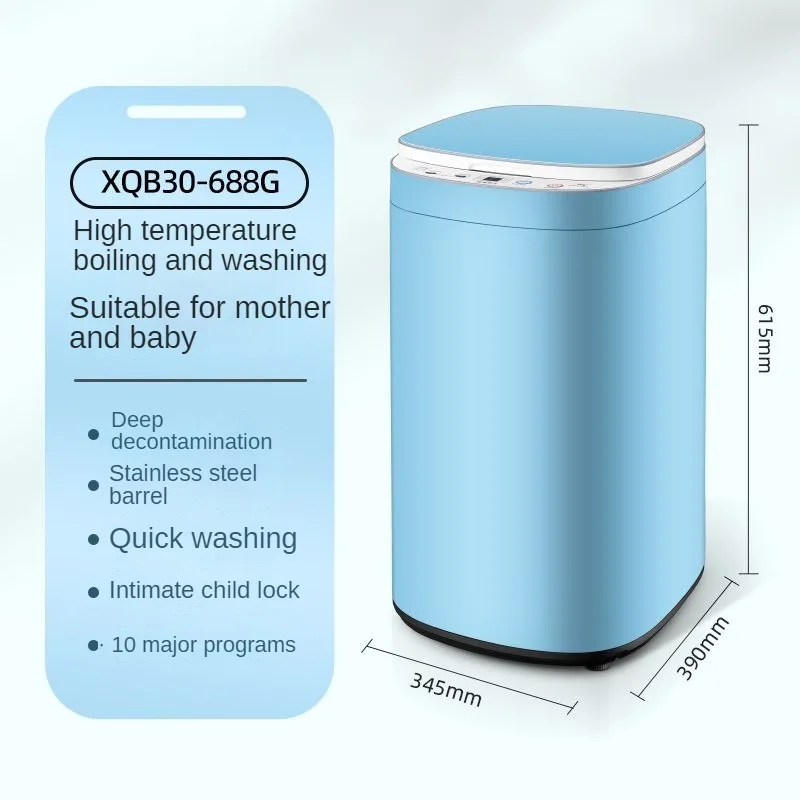 3-15kg Washing Machine Full-automatic High Temperature Sterilization Baby Underwear Washing Hot Drying Machine