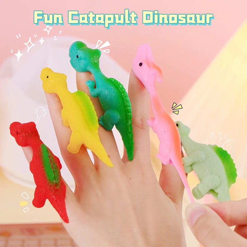 

5PCS Fun Tricky Slingshot Chick Practice Catapult Launch Dinosaur Elastic Flying Finger Birds Sticky Decompression Toy