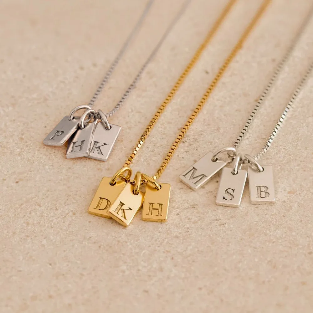 Trendy Fashion Personalized Stainless Steel Square 26 Letter DIY Pendant For Women's Necklace Charms Accessories
