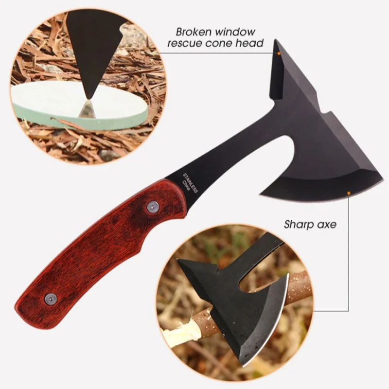 Survival Hunting Tomahawk Axe Multifunctional Axe Hatchet Camping Hand Fire Stainless Steel Axe Bone Knife Outdoor Survival Tool 4