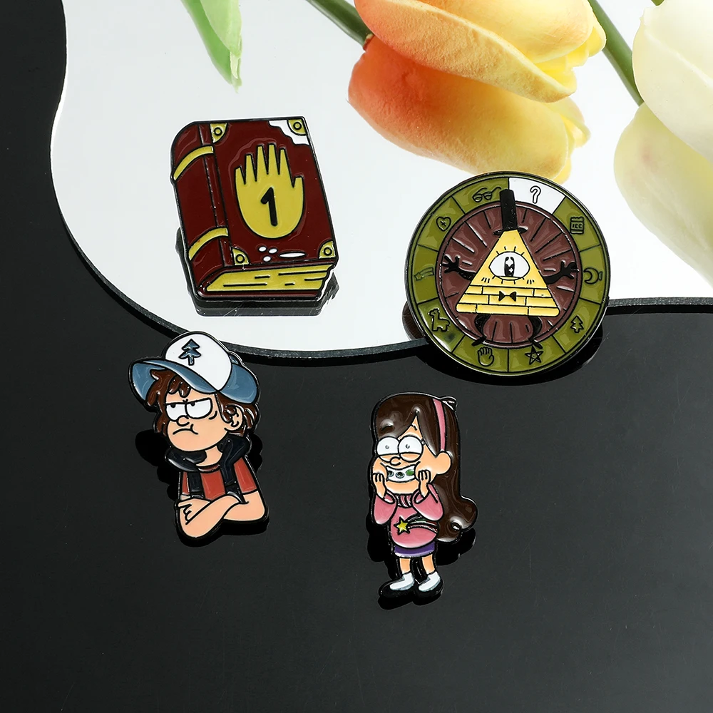 Gravity Falls Lapel Pins Disney Anime Figure Mabel Dipper Pines Badge