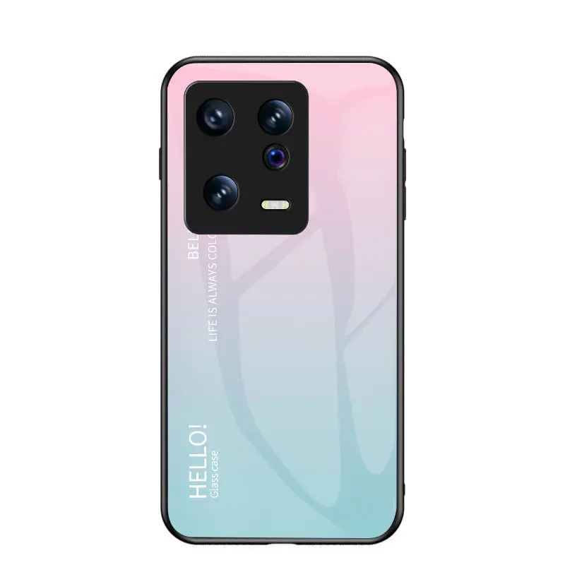 Gradient Tempered Glass Back Cover with Soft TPU Bumper - Hard Case