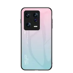Gradient Tempered Glass Back Cover with Soft TPU Bumper - Hard Case for Honor X8 4G (Pink Blue)