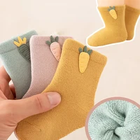 Children's Combed Cotton Warm Socks Neonate Windproof Long Cartoon Turnip Socks Baby Winter Wool Circle Thickened Cotton Socks 1