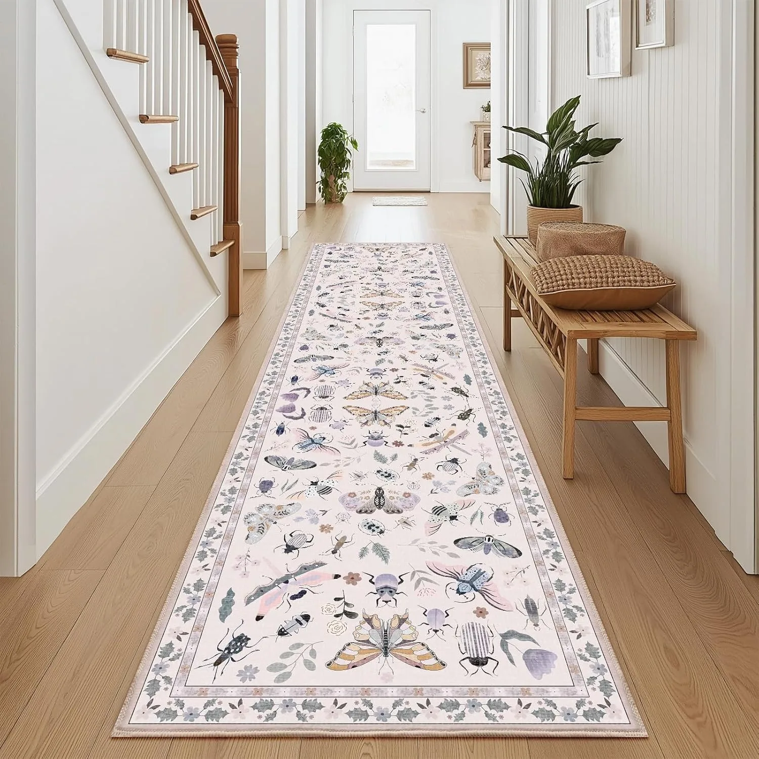 Corridor Carpet Walkway Long Carpets Living Room Bedroom Floor Mat Machine Washable Rug Spring Green Insect Home Decoration Rugs 2