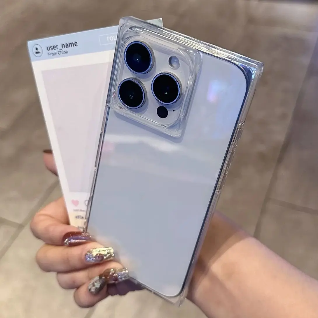 Luxury Square Soft Silicone Clear Shockproof Phone Case - Crystal Ice Cube Armor Cover