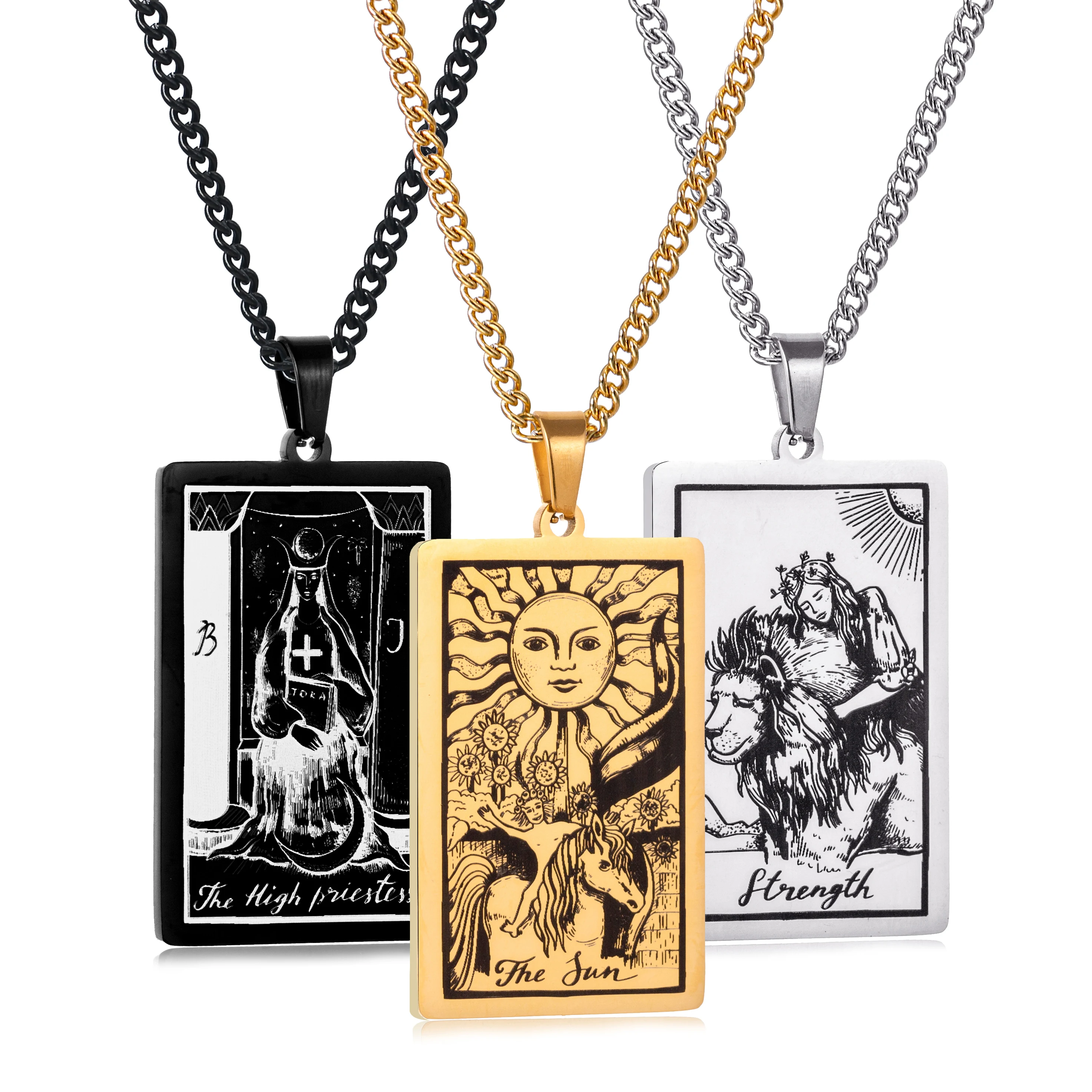 Vintage Tarot ketting voor vrouwen roestvrij staal dubbele laag