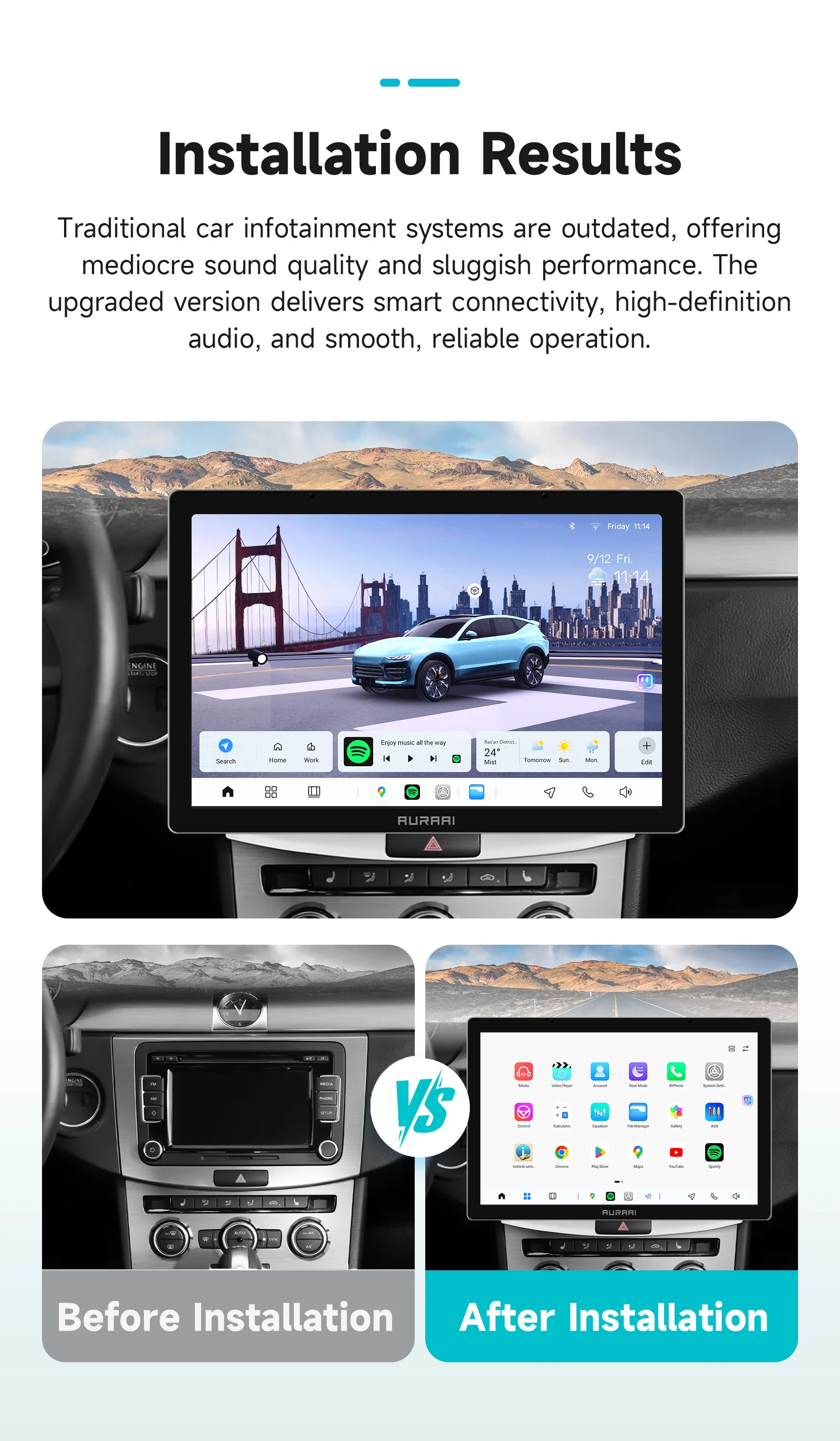 8G+256G AURAAI 2K Screen For Passat B7 B6 CC 2010-2015 Car Radio CarPlay Android Auto 4G WIFI GPS BT DSD ADAS Dual Mic 360Camera