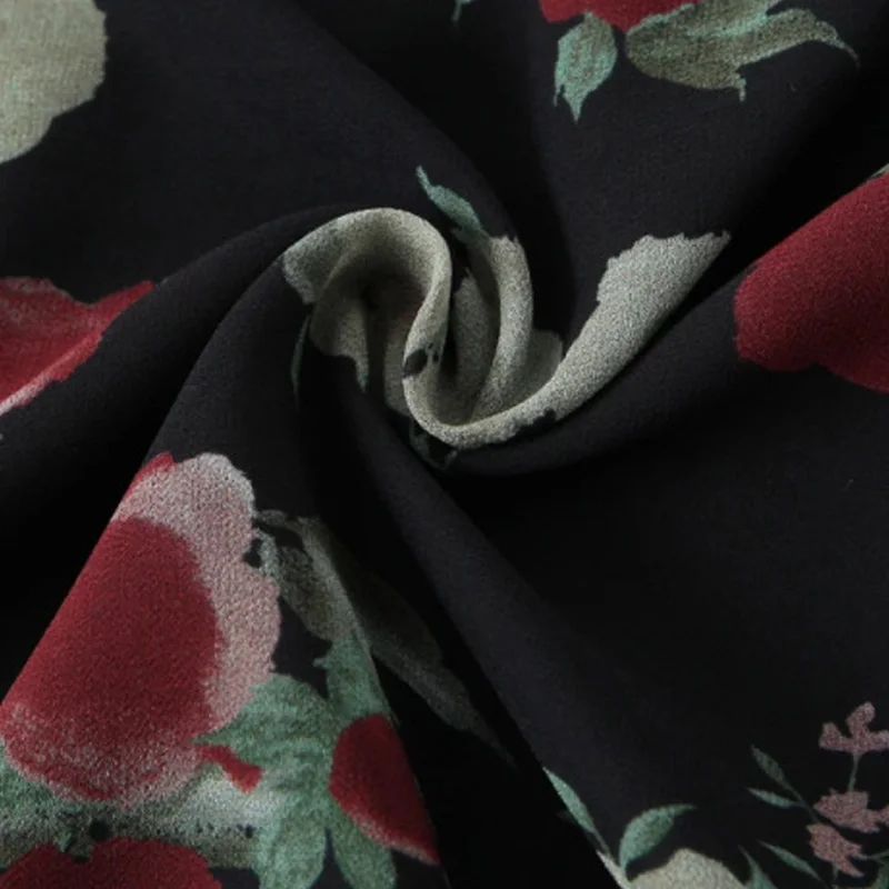 Plus Size Women's Straight Skirt Premium High Waist Rose Floral Print  Back Slit Chiffon Skirt Summer 2025