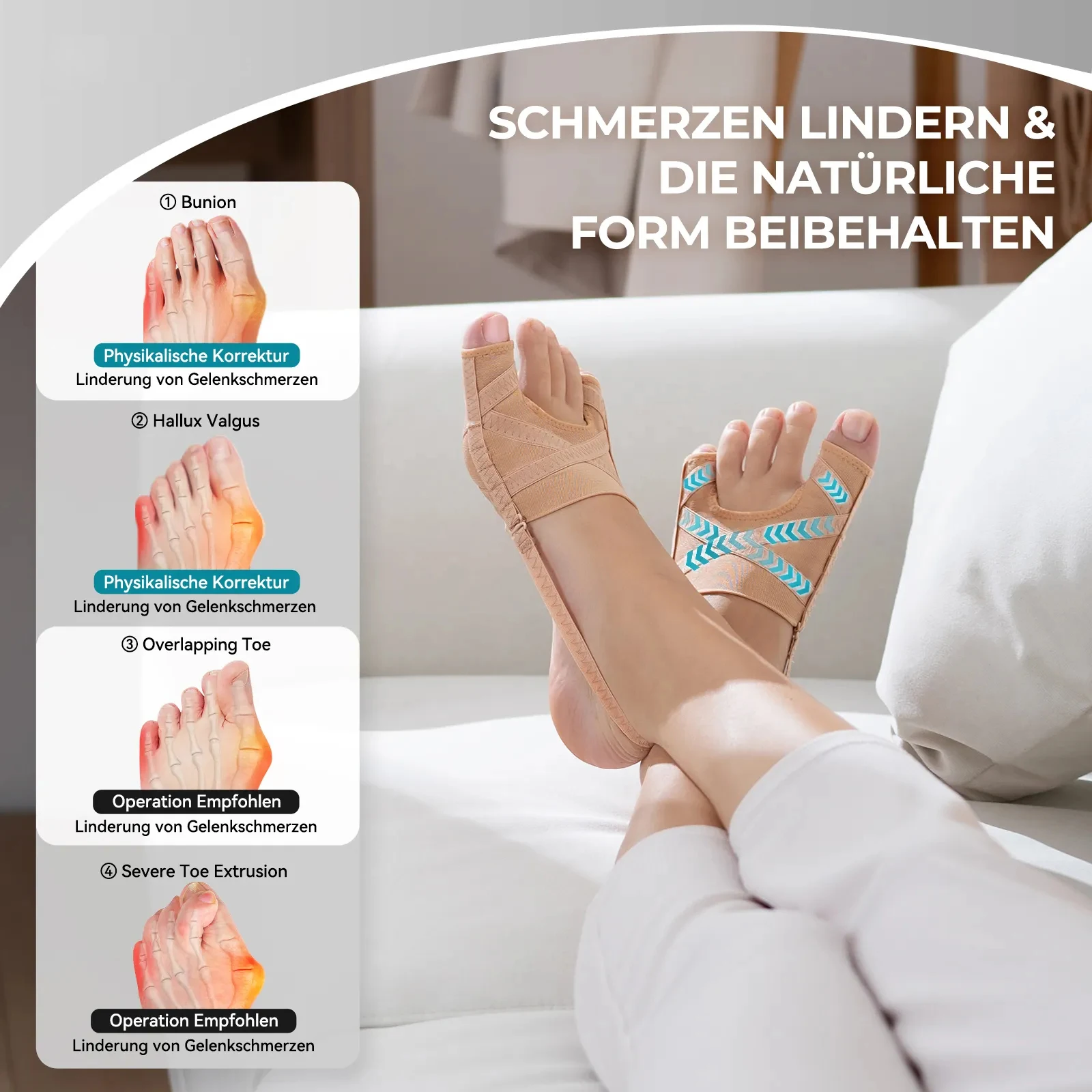 1 Pair Toe Separator Hallux Valgus Bunion Corrector Adjustable Toe Separator Corrector Relief Foot Pain Sock Straightener 6