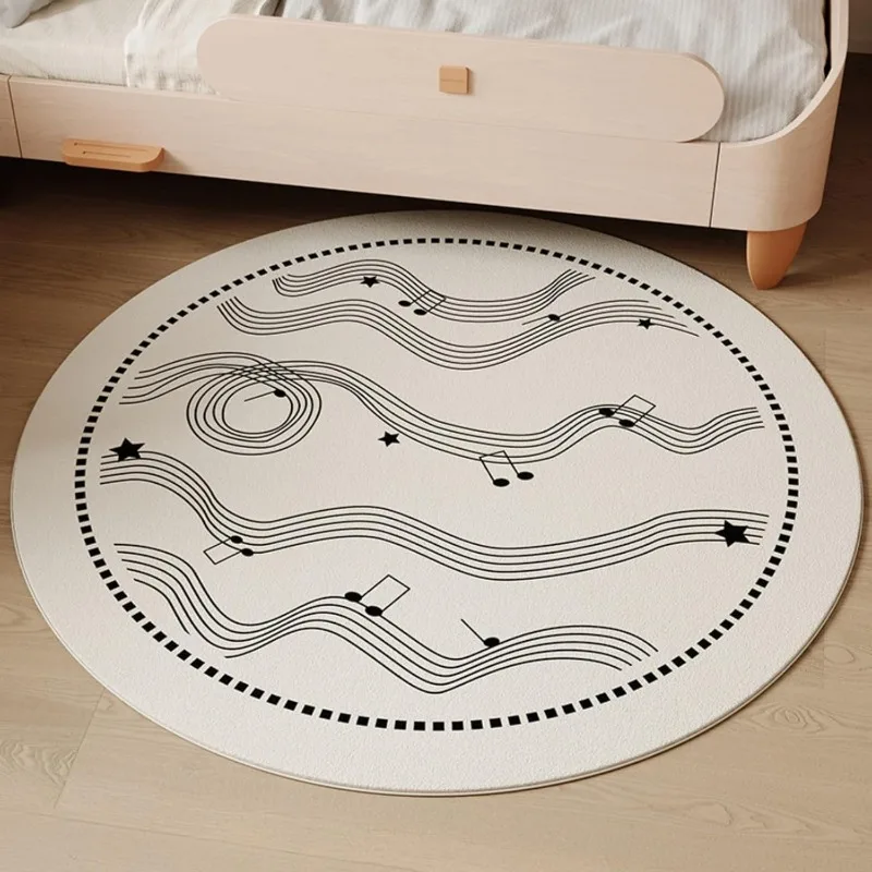 Round Living Room Carpet Modern Music Elements Fasion Creative Design Bedroom Rug Home Decoration Sofa Coffee Table Mat 러그 Tapis