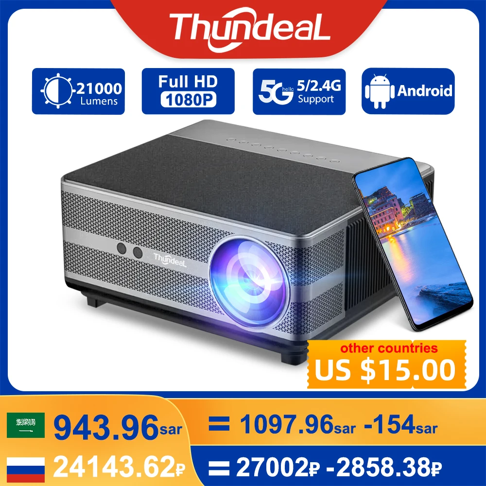 ThundeaL Full HD 1080P Projector TD98 WiFi LED 2K 4K Video Movie Beam TD98W Android Projector PK DLP Home Theater Cinema Beamer