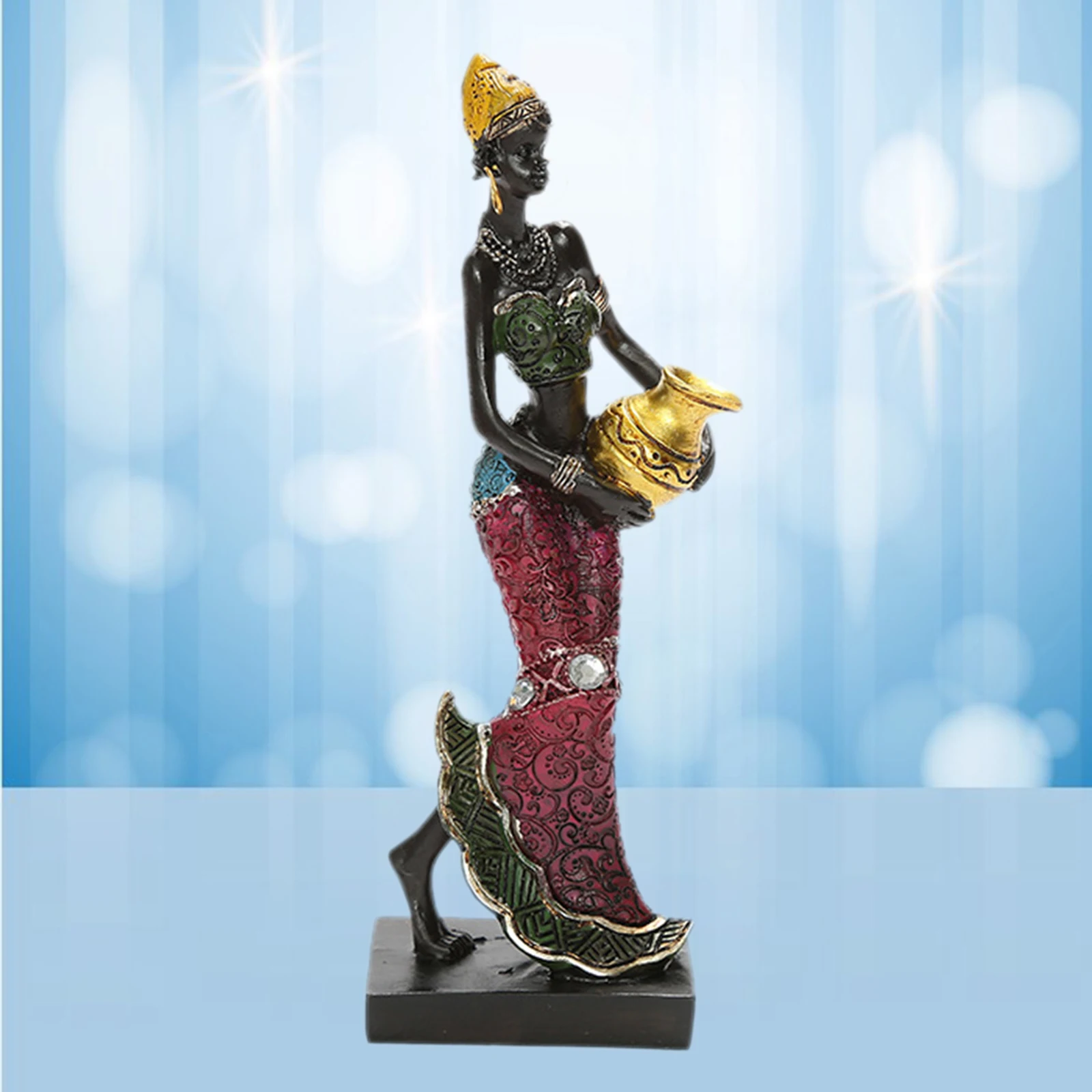 African Figurine Women Figure Tribal Lady Statue Sculpture Collectible Art Piece African Decoration For Home Office TV Cabinet