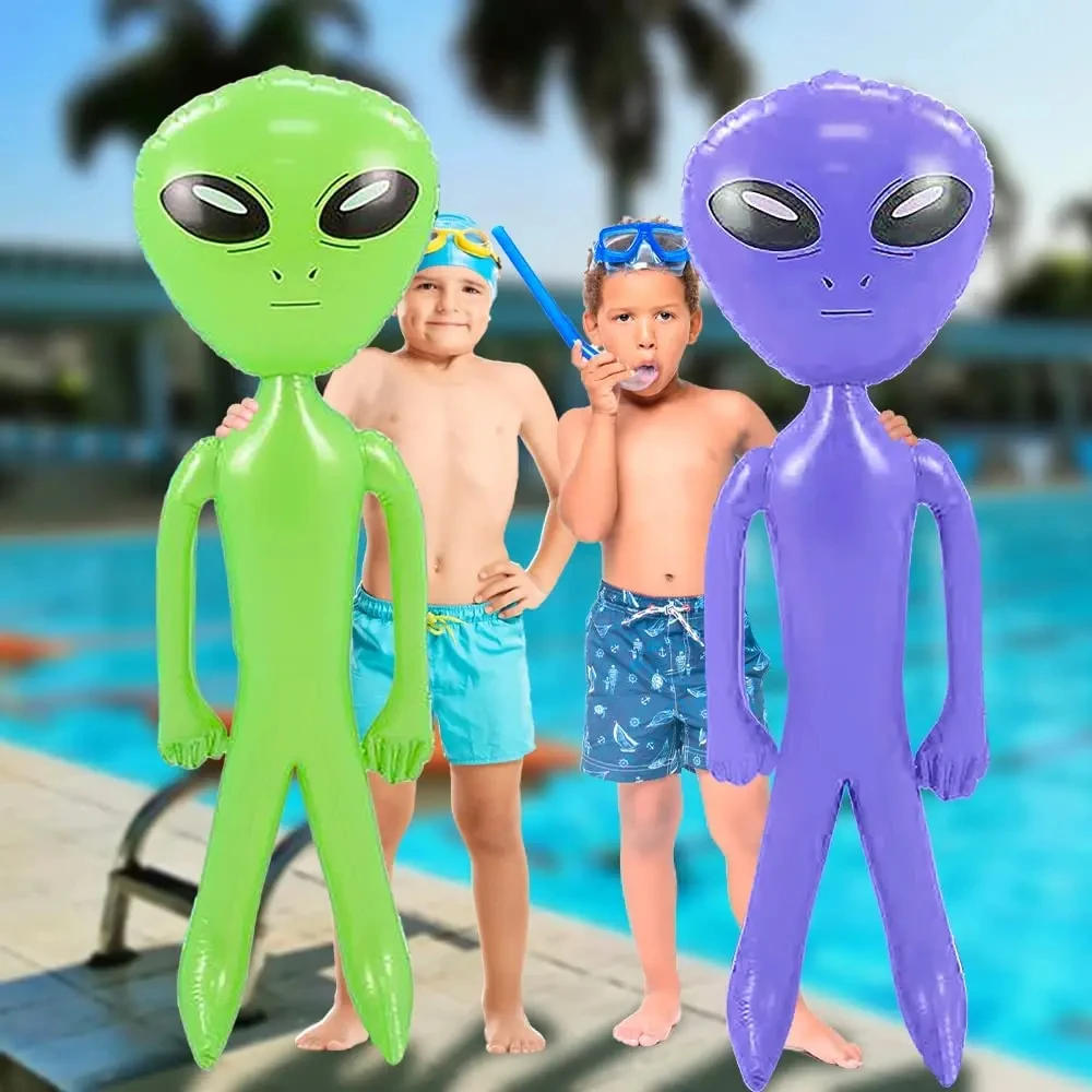 90cm UFO Alien Model Green Purple Blue Kids Adult Inflatable Toys Halloween Funny Cosplay Props UFO Birthday Party Supplies