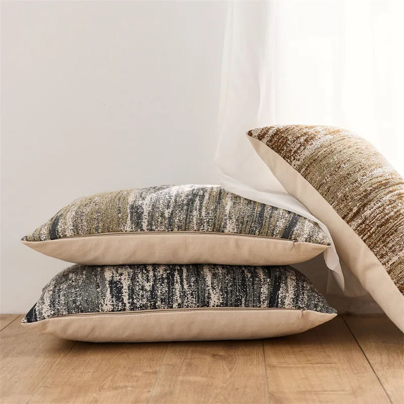Jacquard Cushion Covers Chenille Striped Pillow Case Couch Home Textured Bed Pillowcases Accent Pillows Couch Home Decorative
