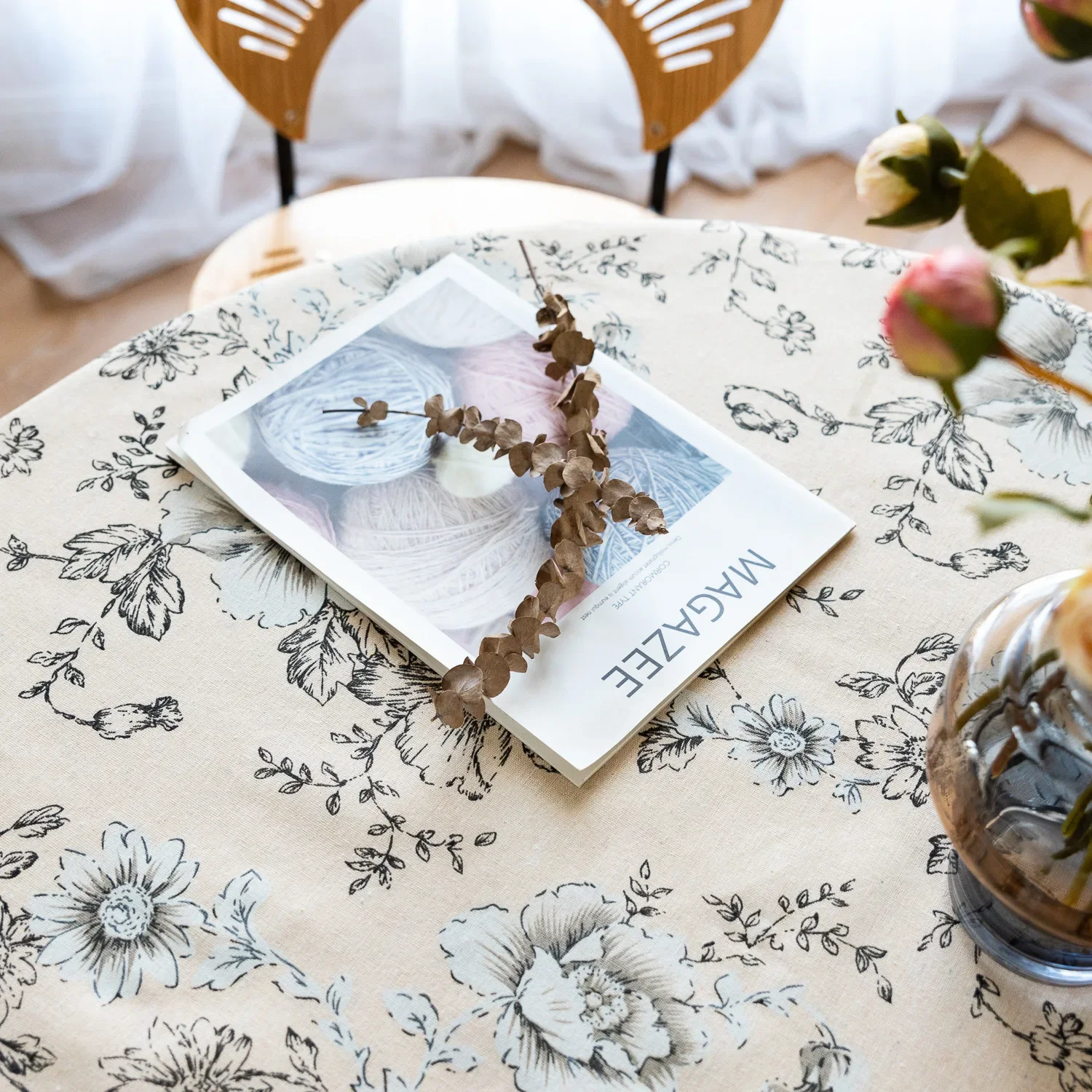 Cotton Linen Table Cover Tassels Retro Chinese Peony Printed Home Decoration Korean Rectangular Tablecloths Restaurant
