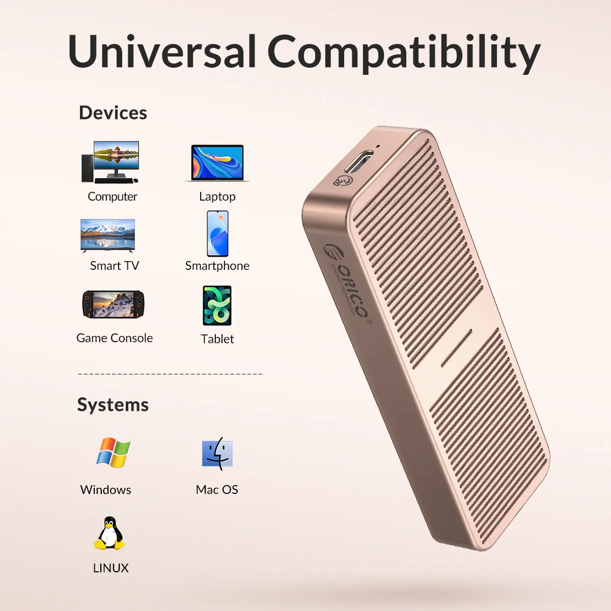 Orico-nvme Case Ssd com Colete de Resfriamento Embutido Alumínio Atualizado tipo c Gabinete Ssd m2 Nvme para Unidade de Estado Sólido 20gbps - Imagem 4