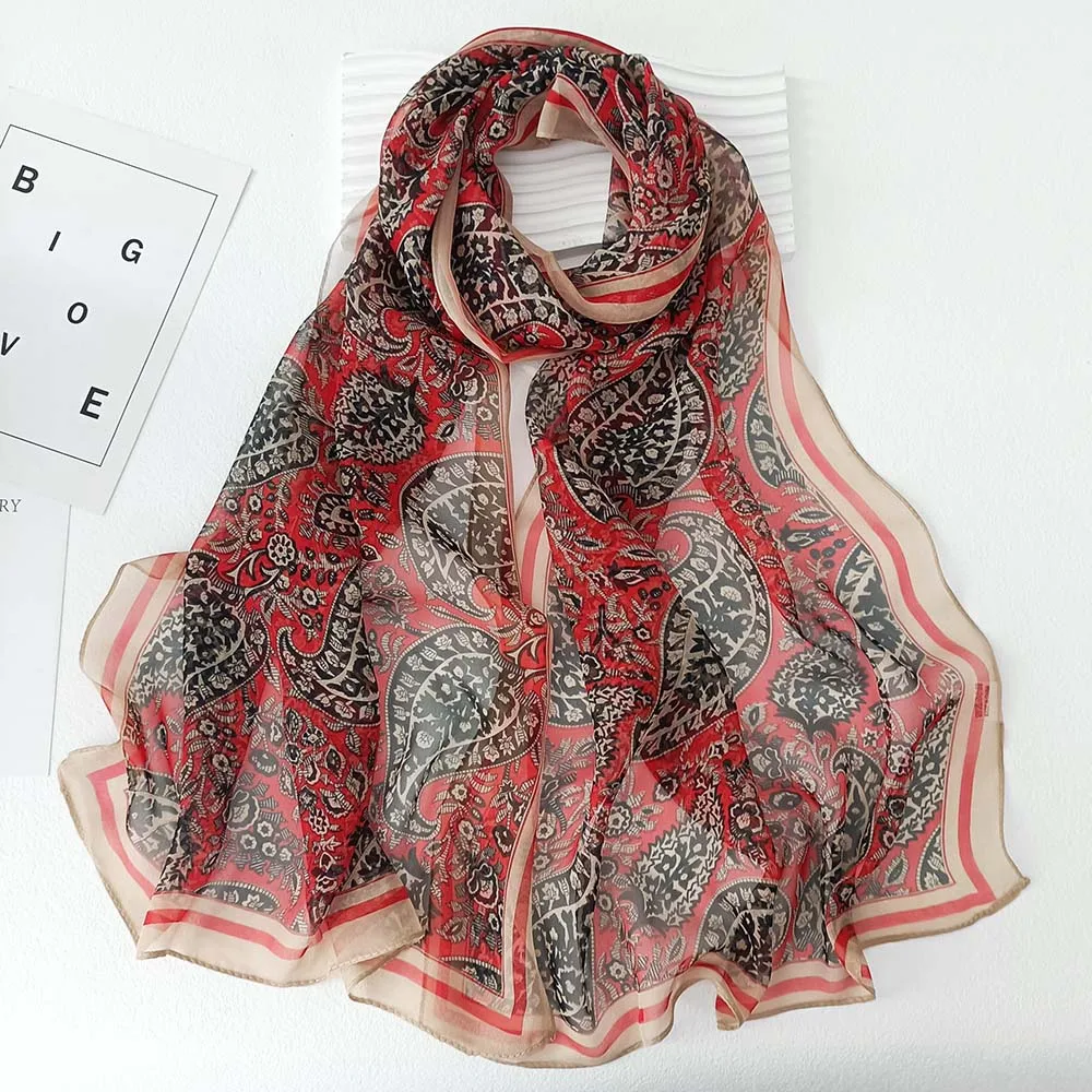 Classic Style Cashew Women Foulard Elegant Chiffon Georgette Bandana Scarf Summer Beach Sun Protection Thin 50*160cm