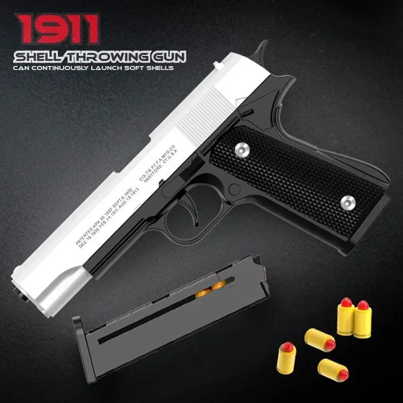 

Black Automatic Colt 1911 Automatic Shell Soft Bullet Toy Gun Air Gun CS Shooting Weapon Boy Toy (continuous Firing) gift