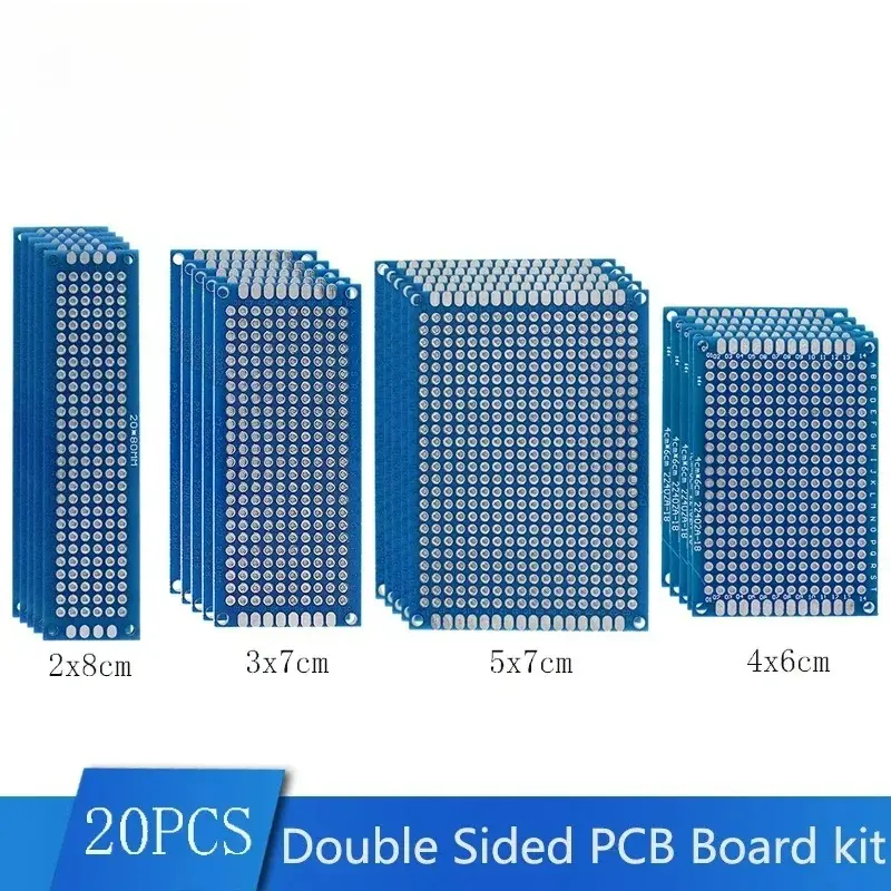 20pcs PCB Kit Board Prototype Breadboard Double Sided Circuit Boards Blue 2x8 3x7 4x6 5x7cm Universal PCB Experiment Boards DIY image 4