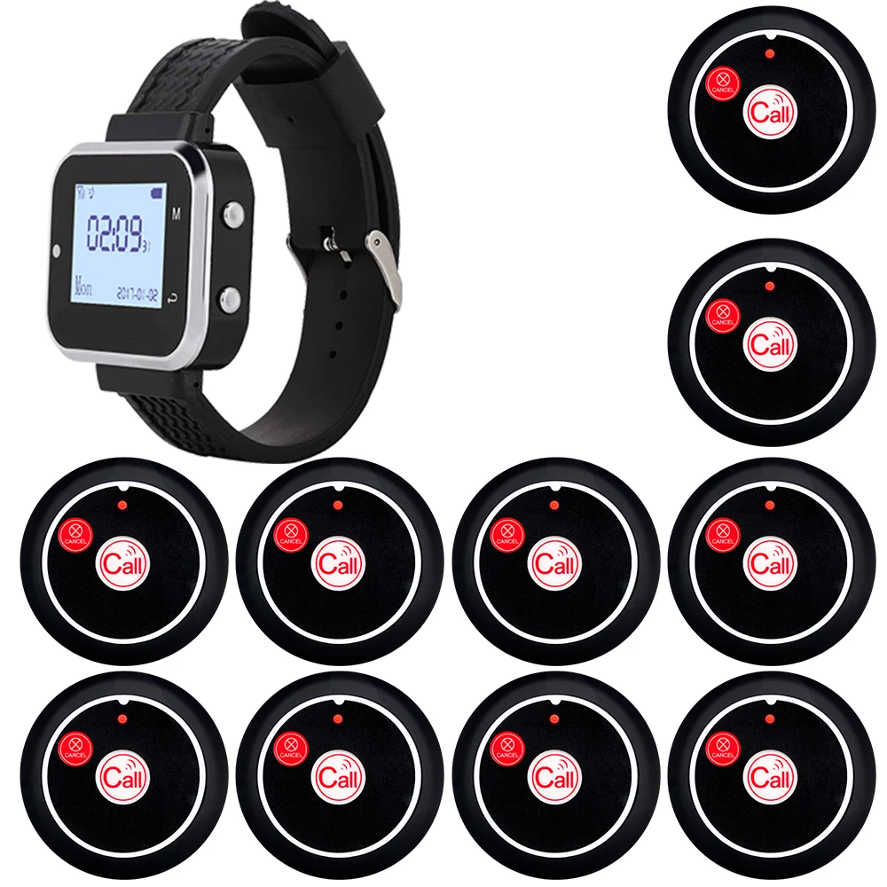 Description Picture 5 of itemFast Shipping 10 Call Button 1 Wrist Watch Pager Restaurant Wireless Calling System Transmitter Pager Cafe Waiter Service Buzzer