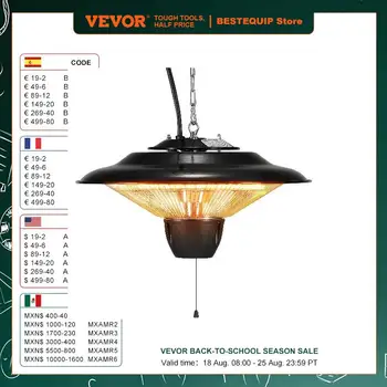 VEVOR Hanging Patio Heater 1500W with 23.6 inch Pull Cord And 20 inch Adjustable Chain for Porch Patio Dining Room Studio 1